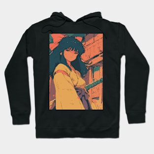 Samurai Retro 90s Anime Girl Hoodie